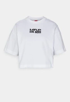 Hugo Cropped Tee - Print T-Shirt - White -Hugo 10bfbc1b23564ac880103c4a5a7497d9